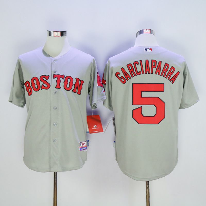 Men Boston Red Sox 5 Garciaparra Grey MLB Jerseys